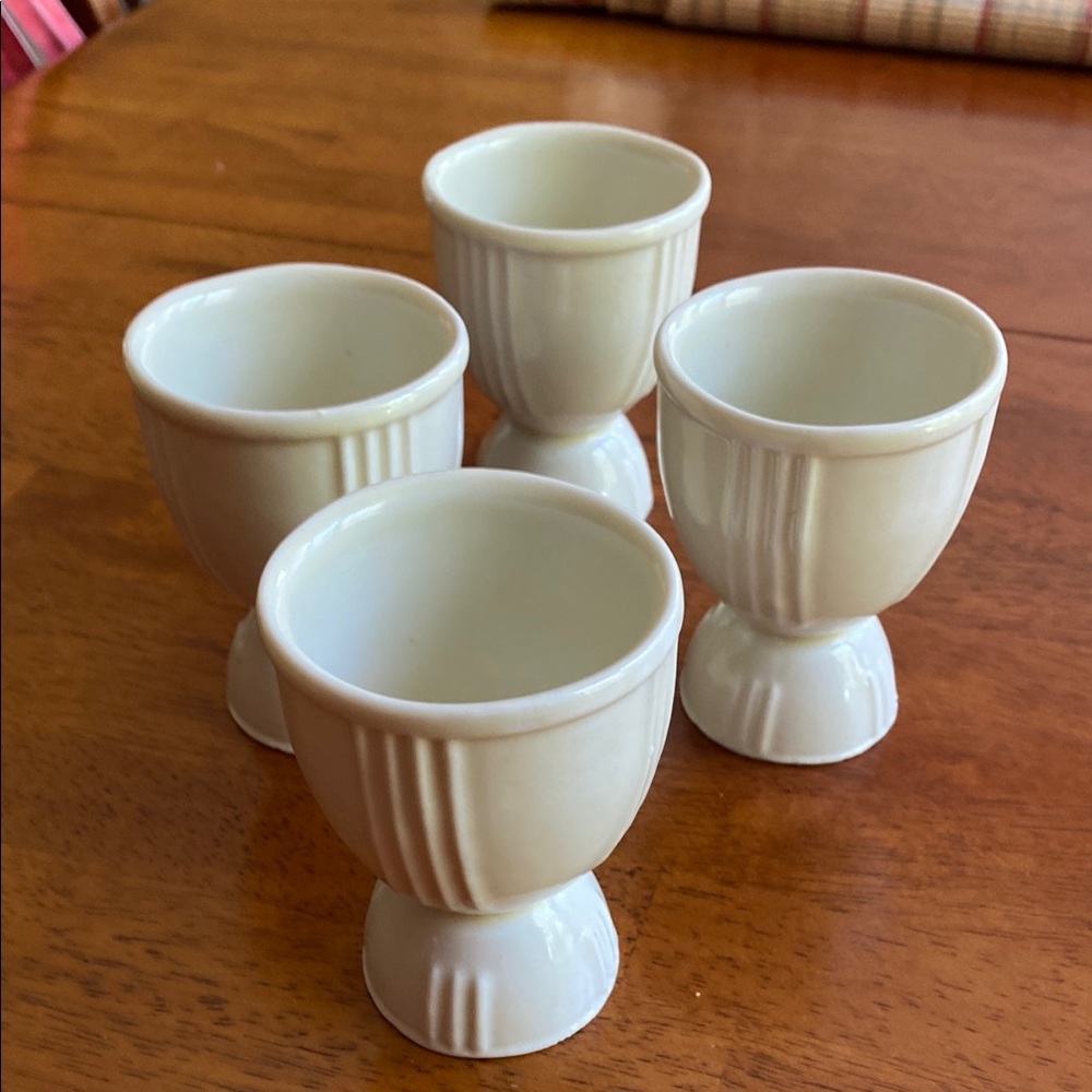 Set of 4 double sided striped ceramic egg cups